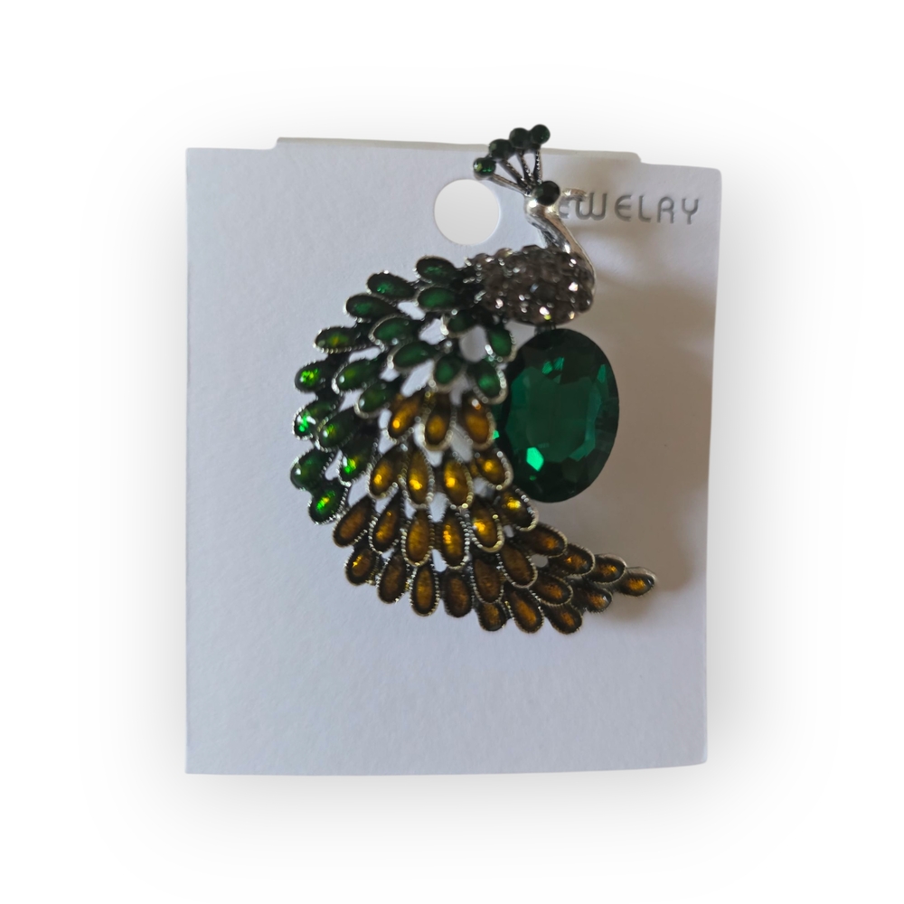 Green and Gold Floral Brooch